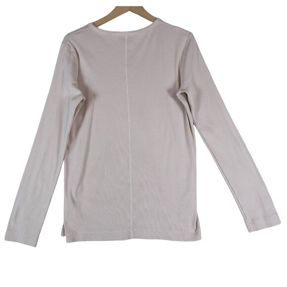 COS Creamy Pink Ribbed Long Sleeve Top Minimalist Basic Luxe L - Picture 3 of 5